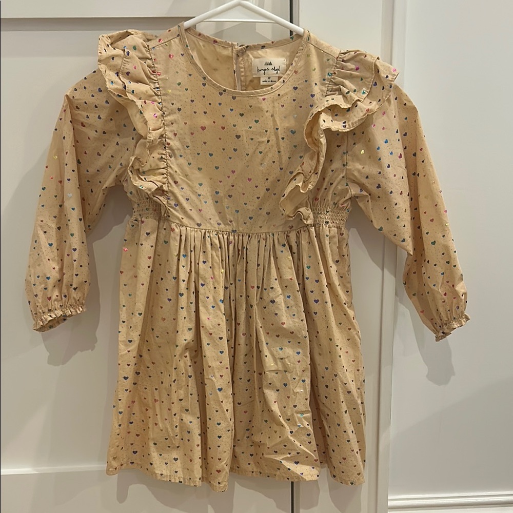 Ruffle Rainbow Heart Long Sleeve Dress